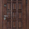 Дверь входная уличная Центурион, цвет лиственница мореная + черная патина, панель - 62001 цвет белая серена