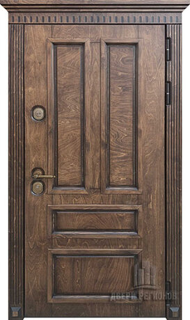 Дверь входная уличная Голиаф, цвет лиственница мореная, панель - вена цвет белая патина