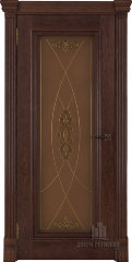 Дверь межкомнатная Тоскана витраж Мираж (широкий фигурный багет) Дуб Brandy Остекленная