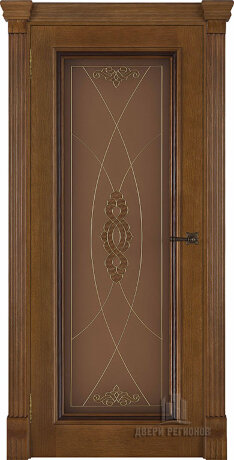 Дверь межкомнатная Тоскана витраж Мираж (широкий фигурный багет) Дуб Patina Antico Остекленная