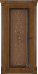 Дверь межкомнатная Тоскана витраж Мираж (широкий фигурный багет) Дуб Patina Antico Остекленная